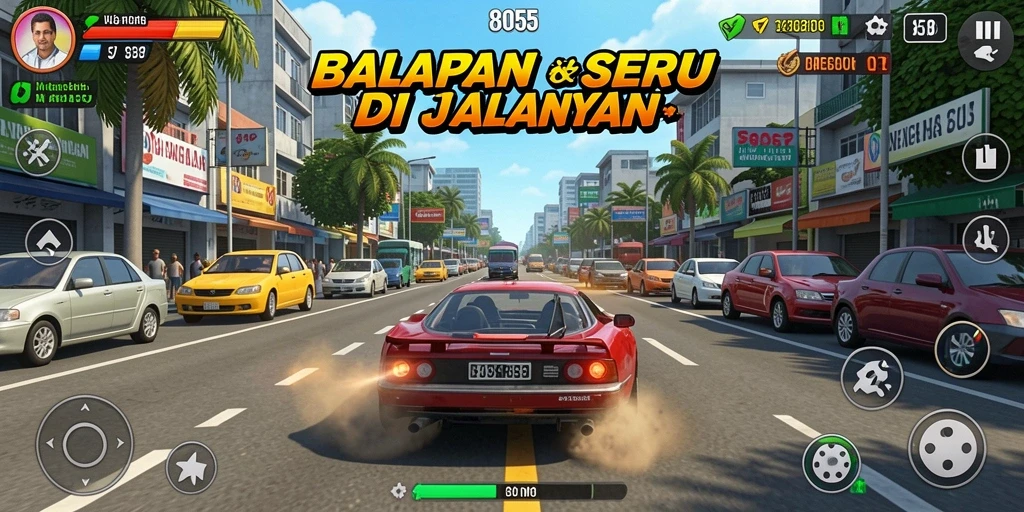 Tampilan gameplay Racing yang seru dan mendebarkan.