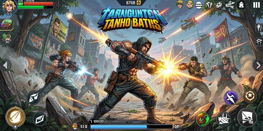 Screenshot utama 8768 menampilkan aksi intense dalam pertarungan.