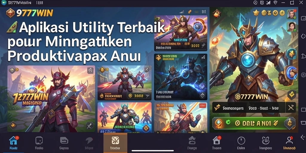 Tampilan utama 9777WIN yang menunjukkan fitur pengingat dan laporan produktivitas.