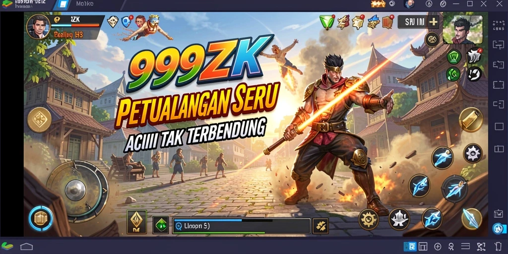 Tangkapan layar utama menampilkan gameplay aksi mendebarkan di 999ZK.