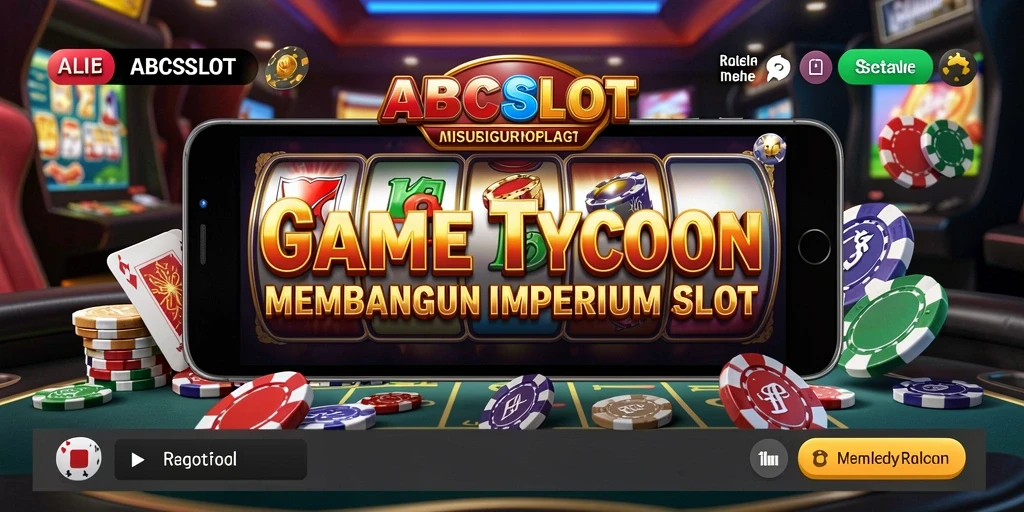 Tampilan gameplay ABCSLOT menampilkan kasino megah dan mesin slot yang beragam.