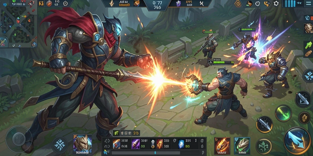 Screenshot game AIFA66 menampilkan aksi pertempuran epik dalam arena MOBA.