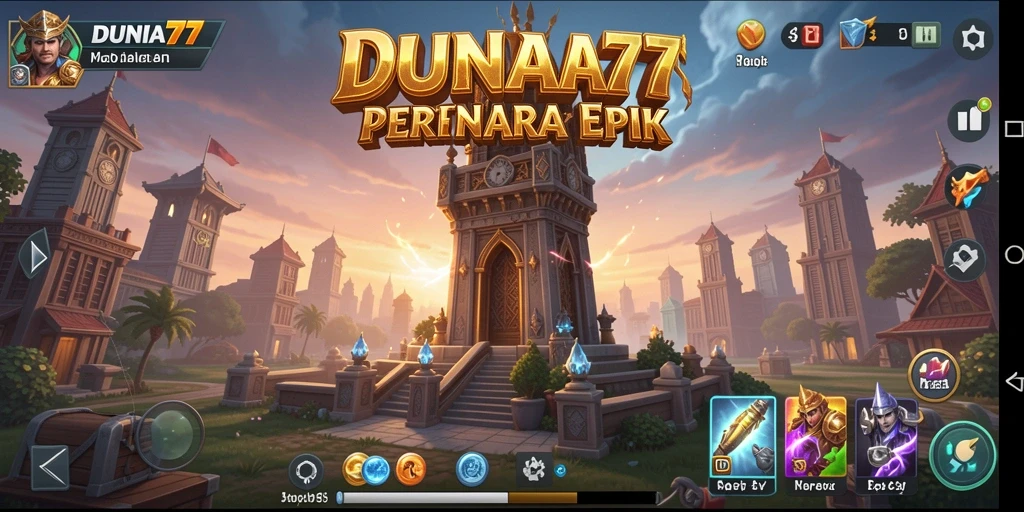 Gameplay DUNIA77 dengan menara pertahanan yang menarik dan musuh yang menantang.