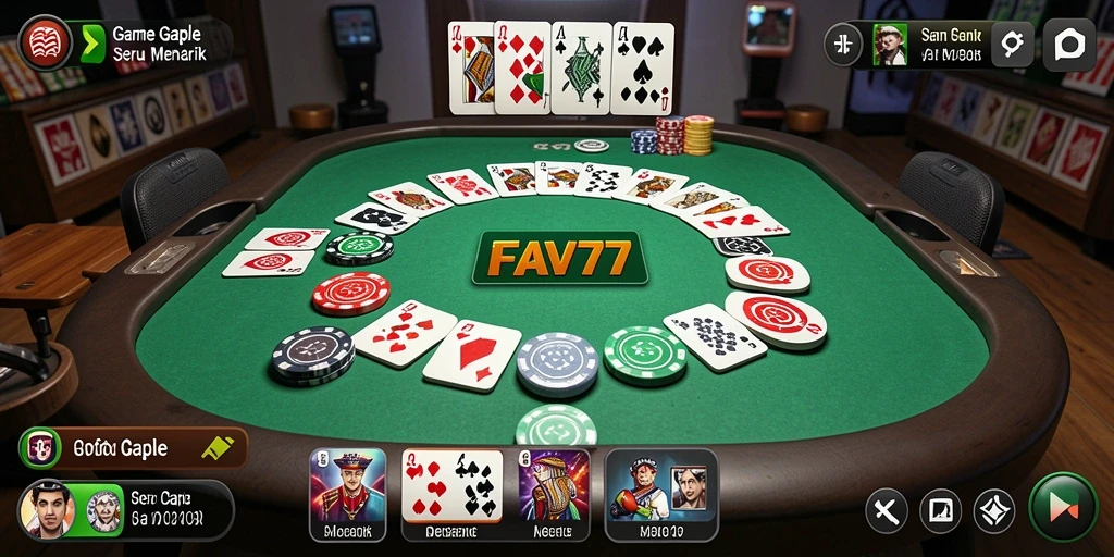 Tampilan gameplay seru dari FAV77, permainan Gaple yang menarik.