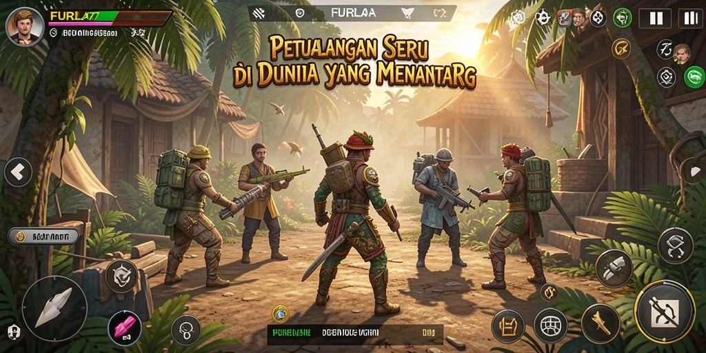 Screenshot gameplay FURLA77 menampilkan karakter sedang menjelajahi hutan yang rimbun.