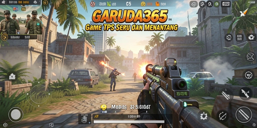 Screenshot gameplay GARUDA365 menampilkan aksi mendebarkan dalam pertempuran TPS.