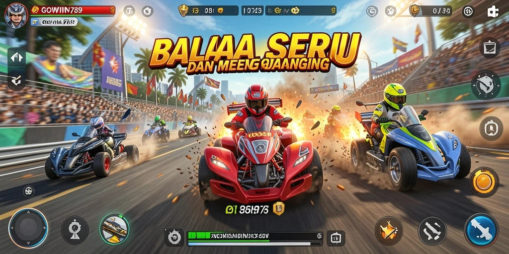 Screenshot GOWIN789 menampilkan aksi balapan yang seru dan mendebarkan.
