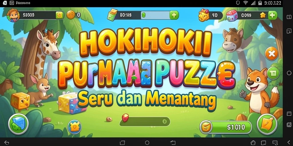 Screenshot gameplay HOKIHOKI dengan berbagai teka-teki seru.
