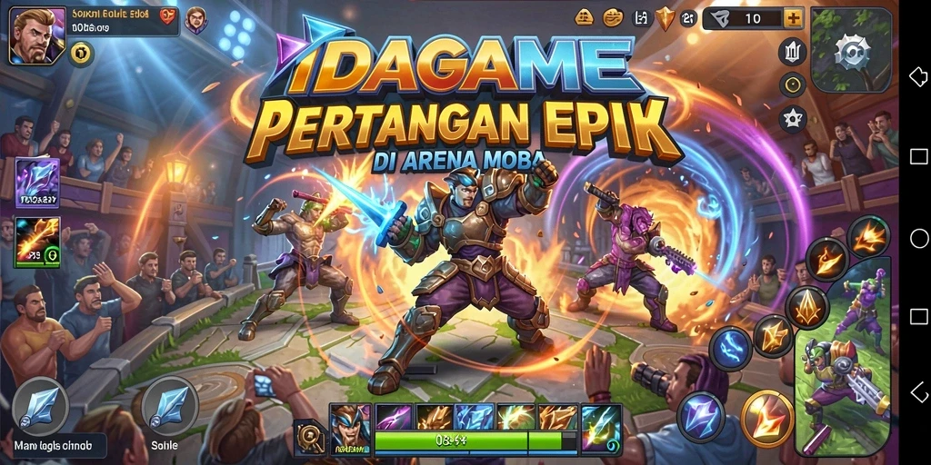 Tangkapan layar menampilkan aksi seru dalam gameplay MOBA.