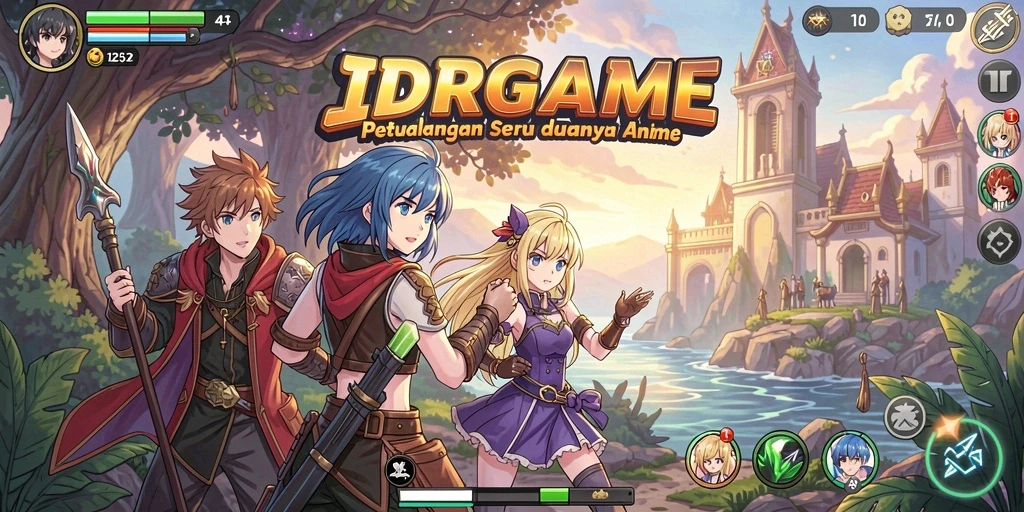 Screenshot gameplay IDRGAME dengan karakter anime yang menarik.