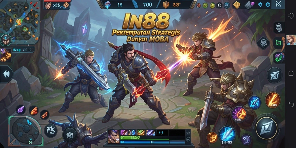 Tangkapan layar dari gameplay seru IN88 dalam pertarungan MOBA.