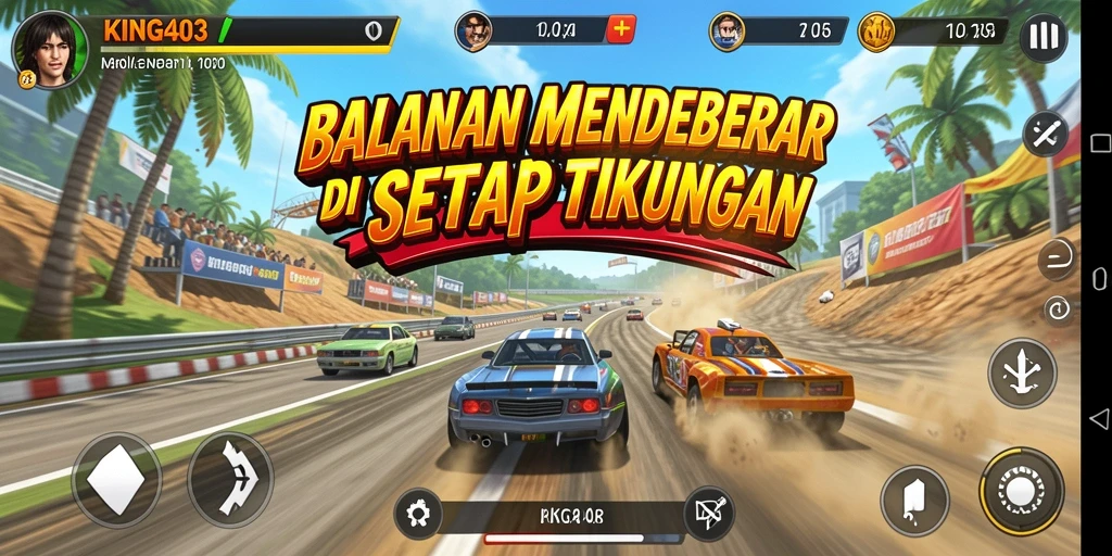 Tampilan seru dari gameplay balapan di KING403.