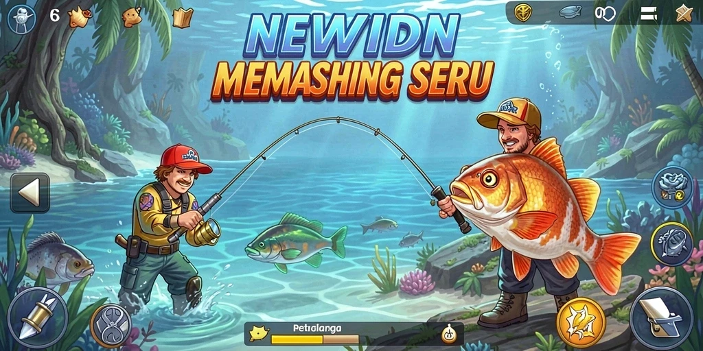 Tampilan gameplay <strong>NEWIDN</strong> yang menarik saat memancing.
