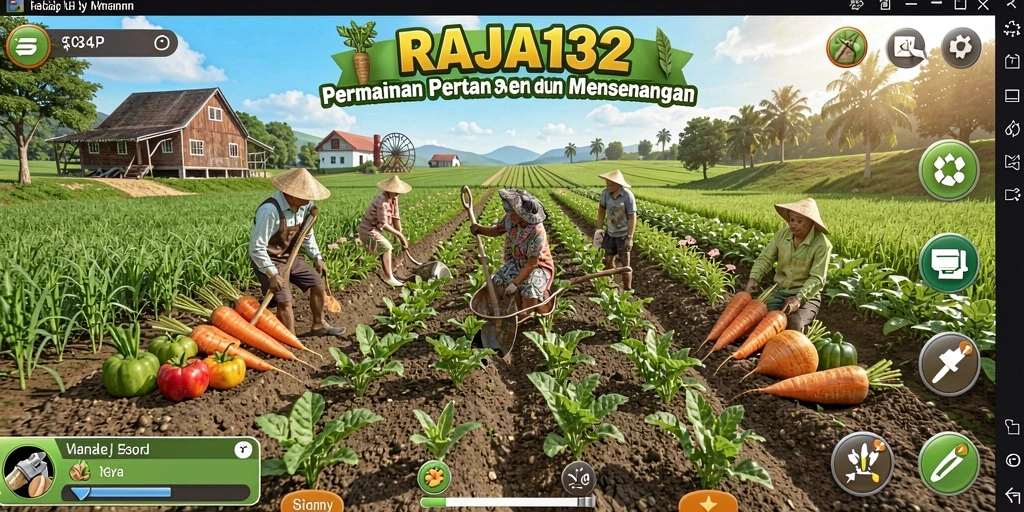 Screenshot menunjukkan gameplay pertanian yang seru dan interaktif.
