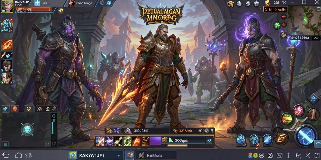 Menampilkan aksi seru dalam gameplay RAKYATJP MMORPG.