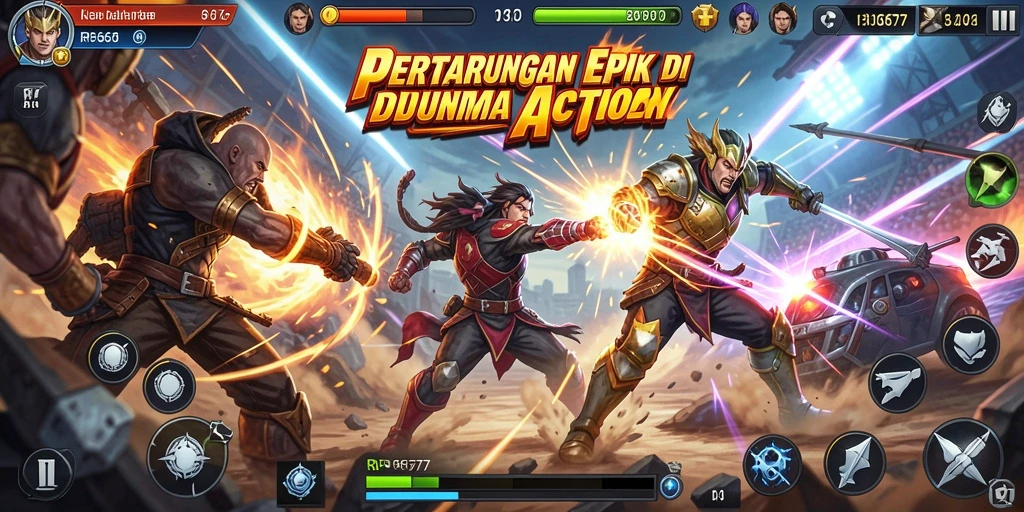 Tampilan gameplay menegangkan dari RP6677 dengan pertarungan epik.