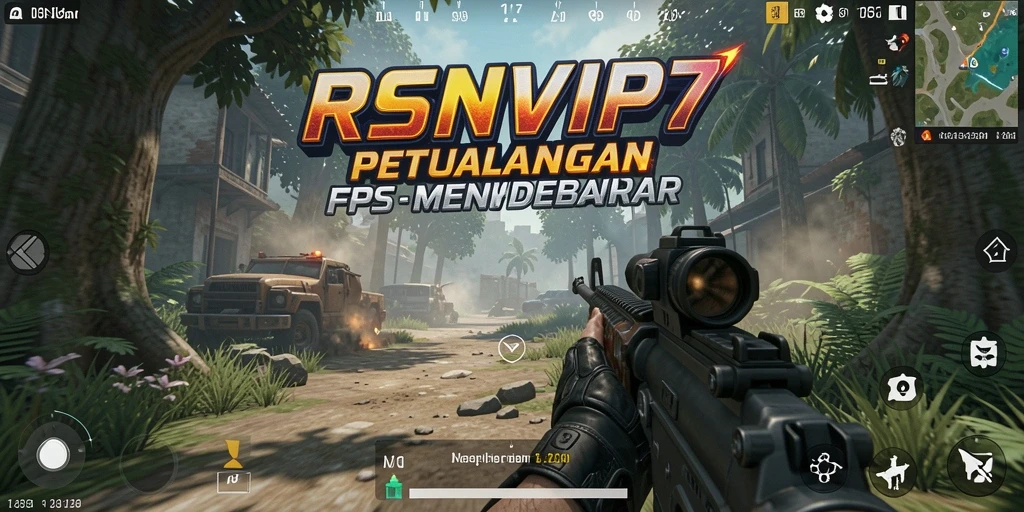 Screenshot gameplay RSNVIP7 menampilkan aksi seru dalam pertempuran FPS.