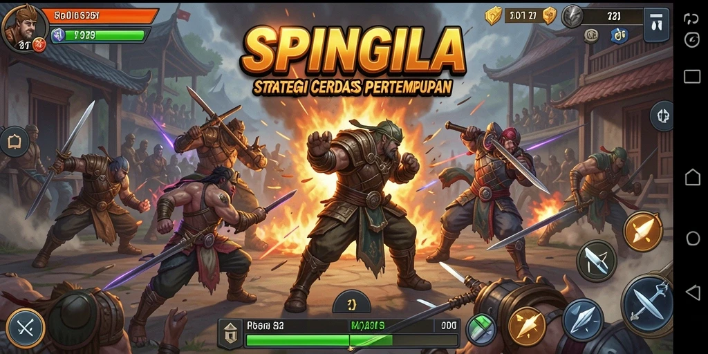 Tampilan menarik dari gameplay strategi SPINGILA dengan pertempuran mendebarkan.