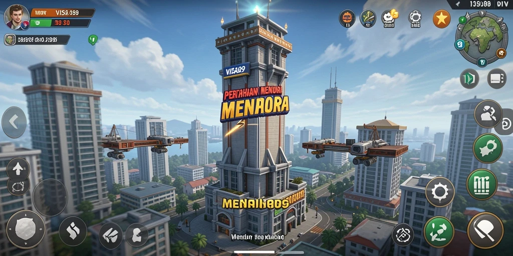 Tampilan gameplay seru dalam pertahanan menara.