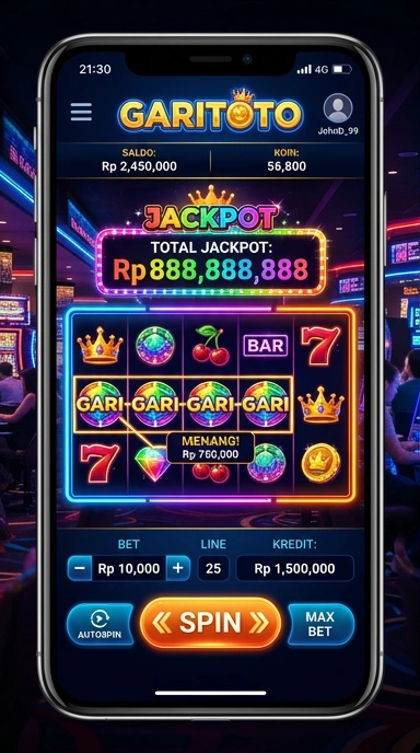 Tampilan antarmuka garitoto yang bersih dan rapi.